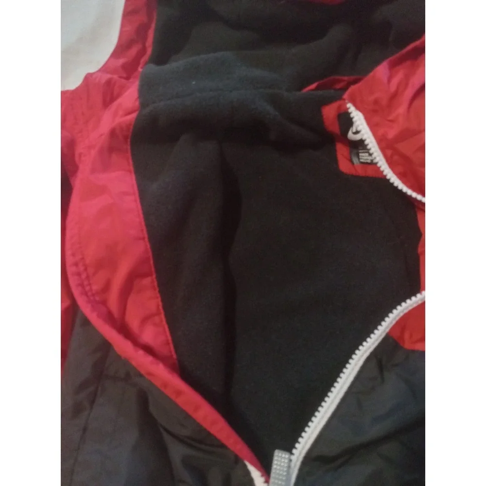 Nike Jacket Toddler Boys Sz 4 Red/Black‎ Hooded Fleece Windbreaker Swoosh Logo